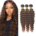 Brown Deep Wave Human Hair Bundles 4/30 Color 16 Inch