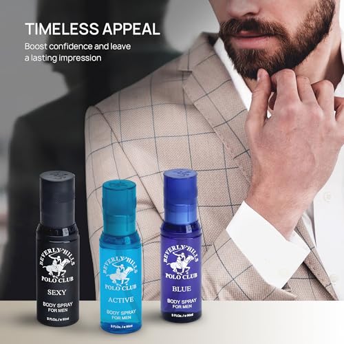 Beverly Hills Polo Club Men's Body Spray 3-Piece Set