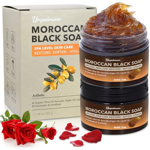 2 PCS Moroccan Black Soap with Argan and Rose, SPA Level Beldi