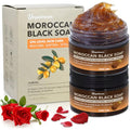 2 PCS Moroccan Black Soap with Argan and Rose, SPA Level Beldi