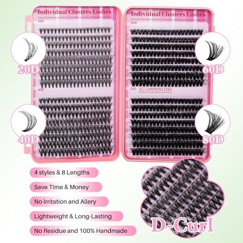 Lash Clusters Kit 640pcs - DIY Eyelash Extensions with Bond & Seal