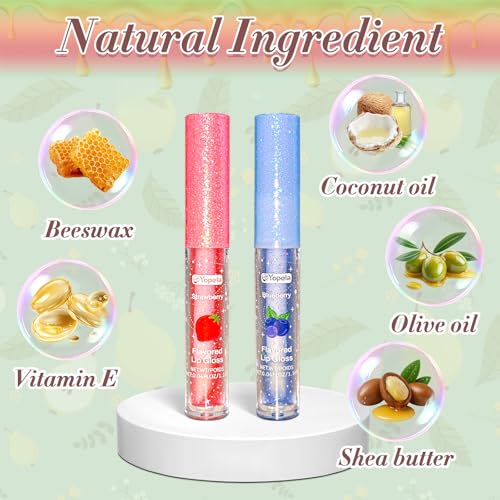 Yopela 12 Fruity Flavored Lip Gloss Set with Vitamin E