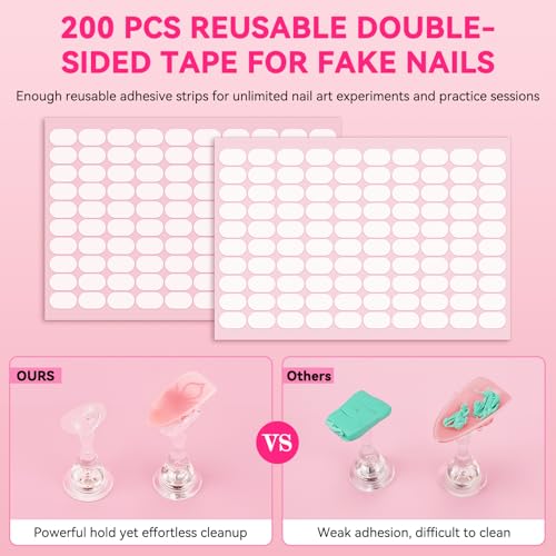Magnetic Nail Stand Kit for Press On Nails with 200 Tape & Case