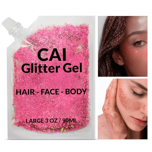 Face, Body & Hair Glitter Gel ? Halloween Glitter for Kids and Women ? 3 Oz Cosmetic-Grade Gel w/Moon & Stars for Festivals & Halloween Party, Easy Apply & Wash Off - Unicorn 5Pack