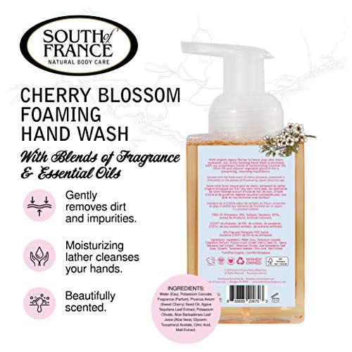 South Of France Foaming Hand Soap Natural Body Care 8oz - Foam Hand Wash (Cherry Blossom, 1 Bottle)