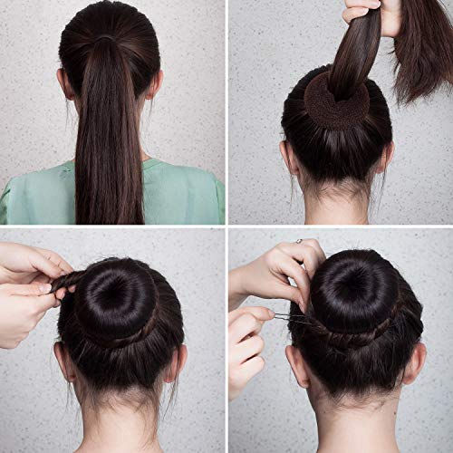 Donut Hair Bun Maker Set - 9 Pieces with Elastics & Bobby Pins