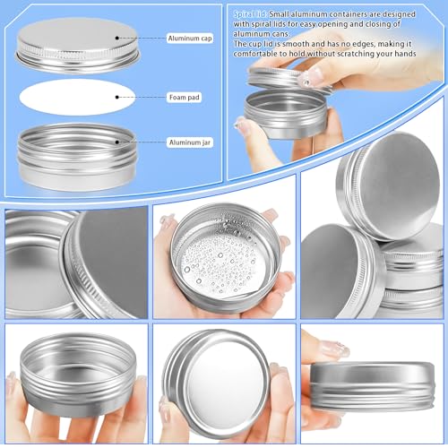 16 Pack 2oz Aluminum Tin Jars with Screw Lids