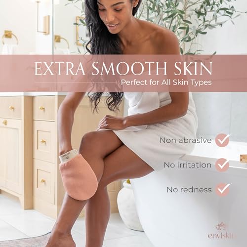 Dermaglow Deep Exfoliating Glove - Plant Based Body Exfoliator for Kerotosis Pilaris & Spray Tan Removal -Pink