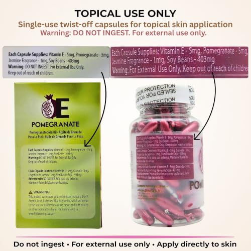 Pomegranate Skin Oil Capsules with Vitamin E - 90 Count