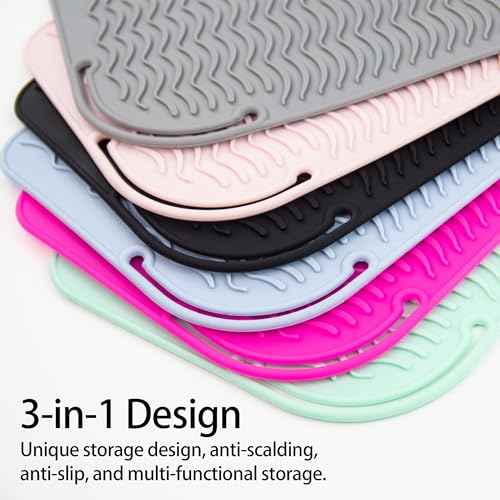 Heysam Heat Resistant Silicone Mat for Hair Styling Tools, 9.0 x 6.5 inches, 450¡ÆF Protection, Multiple Colors