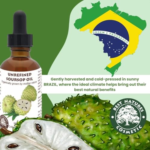 Virgin Soursop Oil (Anona Muricata, Graviola, Guanabana) ? 100% Pure, Organic, Cold-Pressed, Unrefined ? 1oz - 30ml ? Natural Facial Oil & Moisturizer for Dry, Damaged, or Sensitive Skin.
