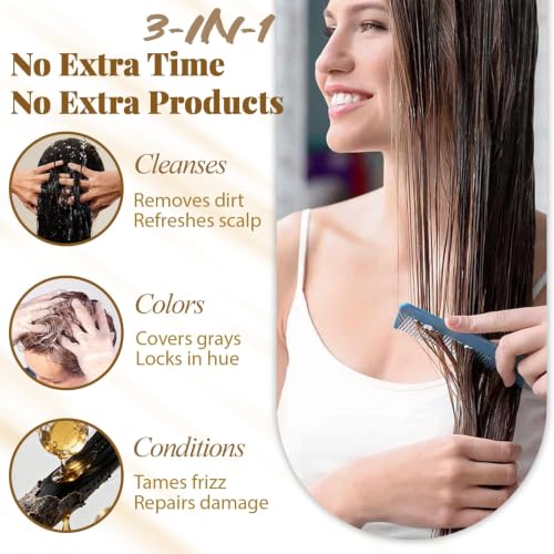 Natural Black Hair Dye Shampoo for Gray Hair - 3 in 1, 16.9 Fl Oz