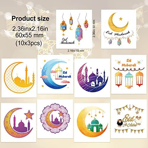 Eid Mubarak Temporary Tattoos - 30pcs Party Favors
