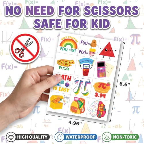 96 Pc Math Temporary Tattoos for Kids - Pre-Cut Party Favors