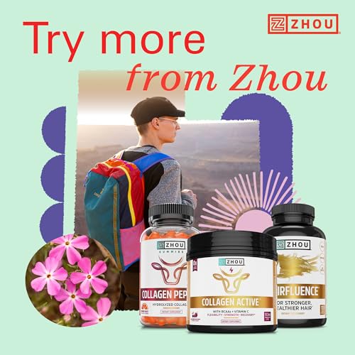 Zhou Hairfluence - Vegan Biotin Supplement for Hair Growth for Men & Women, Lustriva Hair Growth Supplement for Nails & Glowing Skin with B Vitamin Complex & Keranat - 120 Capsules (Pack of 1)