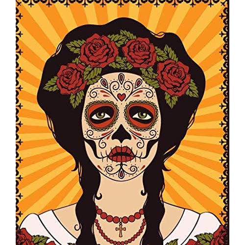 DaLin 9 Sheets Floral Day of the Dead Sugar Skull Temporary Face Tattoos for Halloween