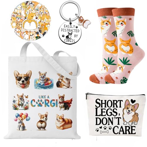 Corgi Gifts for Dog Lovers ? Cute Handbag, Makeup Bag, Socks, Keychains & Stickers | Adorable Welsh Corgi Accessories for Birthday, Christmas & Everyday Use
