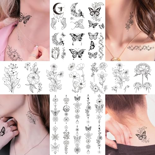 Cerlaza 100 Sheets Temporary Tattoos - 420 Designs, Realistic & Long-Lasting