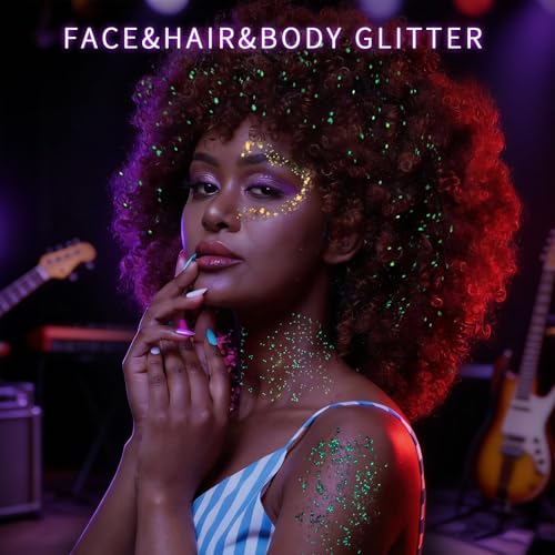 Fandamei 40-Color Glow in the Dark Glitter Kit for Face & Body