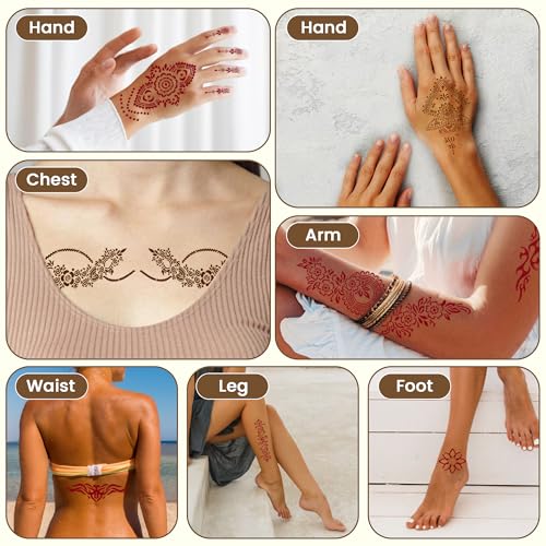 130 PCS Temporary Tattoo Kit with Stencils & 6 Tattoo Cones