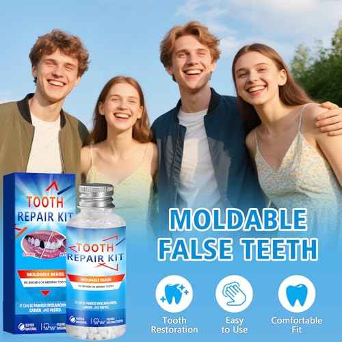 Tooth Repair Kit, Moldable False Teeth Beads, for Missing, Broken Temporary Thermoplastic Beads, Comfortable DIY at Home Use