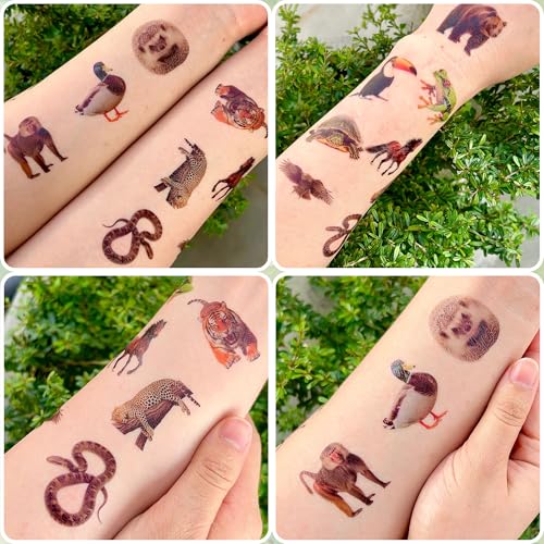 96-Piece Realistic Wildlife Animal Temporary Tattoos for Kids