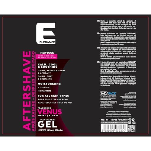Elegance After Shave Lotion for Men, 500ml, Venus (Pink), Real Shaving Relief, After Shave that Hydrates and Revitalizes your Skin, 16.9 Oz Venus Pink)