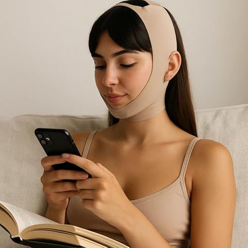 Skult Collagen Face Sculpt Wrap, Reusable Face Mask Jawline Shaper Chin Strap For Sleeping Made With Skin-Friendly And Breathable Materials -Beige