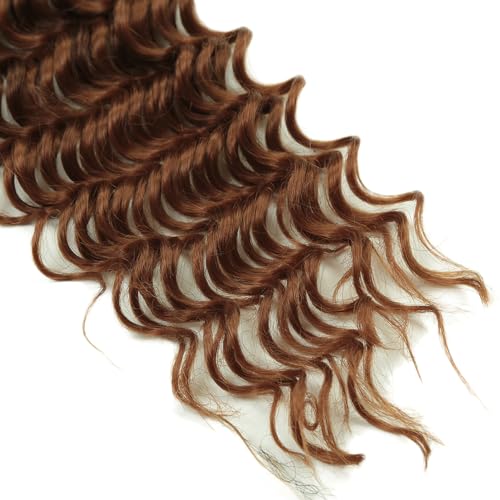 Ocean Wave Crochet Hair 22inch 3packs Deep Wave Braiding Hair Extensions Curly Braiding Hair for Black Women Curly Crochet Hair for Boho Box Braids (T4/30, 22inch 3pack)