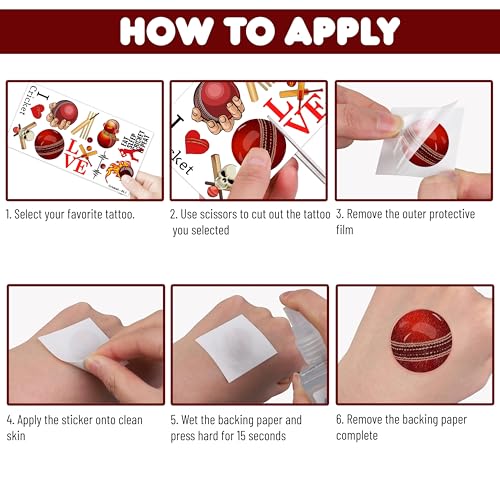 101 PCS Cricket Ball Temporary Tattoos - Party Favors