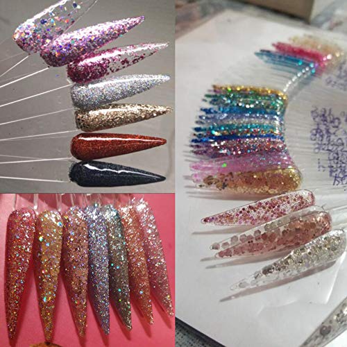 150PC Stiletto Nail Swatch Sticks Clear Practice Tips with Ring