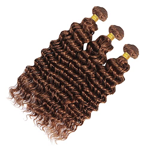 #30 Brown Deep Wave Human Hair Bundles 18-22 inch