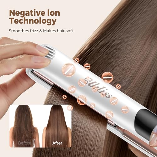 UKLISS 2-in-1 Hair Straightener & Curler, 1" Titanium Flat Iron