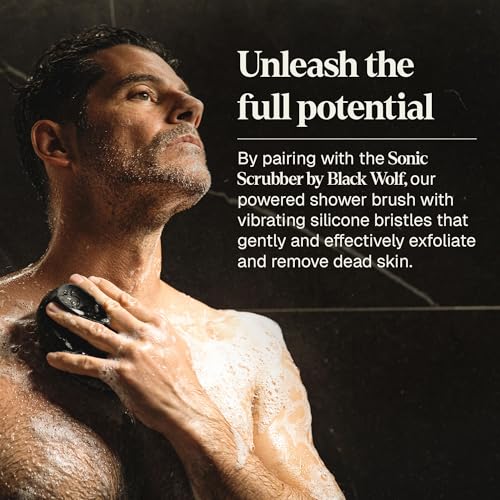 Black Wolf Salicylic Acid Body Wash for Men, 1 Liter - Men's Acne Body Wash - Charcoal Helps Reduce Acne Breakouts & Cleanse Your Skin - Full Coverage & Deep Clean Treatment - Men's Bodywash