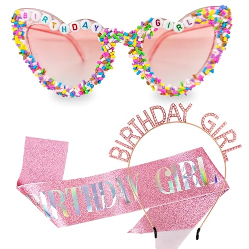 Birthday Girl Sunglasses Crown Set – Pink Glasses & Tiara