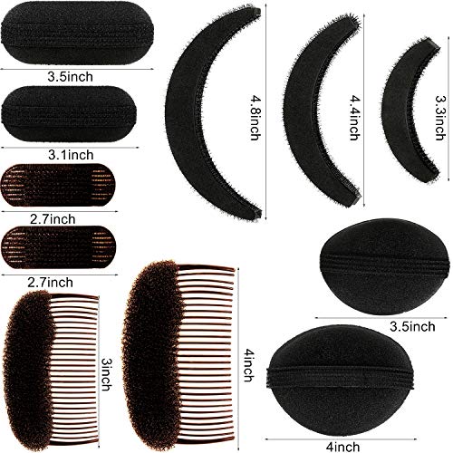 Hair Bump Sponge Set - 11 Pieces Volume Styling Bases Combs Clips