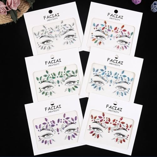 Blue Flower Rhinestone Face Gems Stickers - Festival Rave Makeup (2 Sheets)