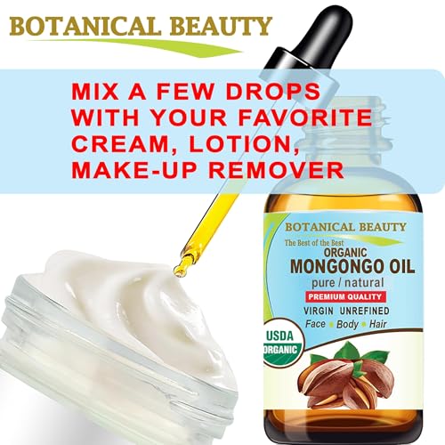 Botanical Beauty Organic MONGONGO OIL Manketti Seed Oil 100% Pure Natural Virgin Unrefined Cold-Pressed Carrier Oil for Face Skin Body Hair Lip Nails Rich in Vitamin E (0.5 Fl Oz 15 ml)
