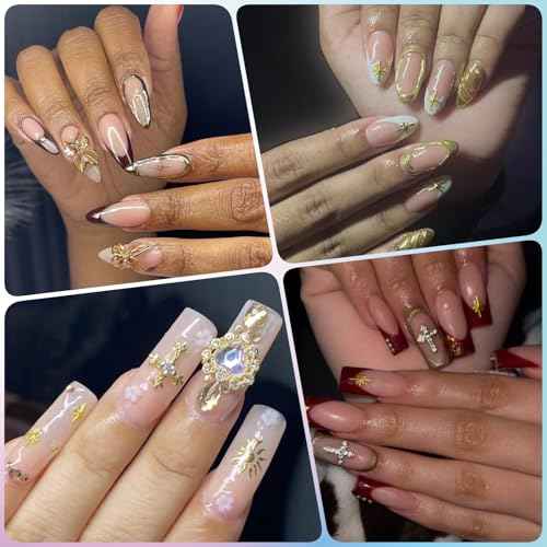 2500Pcs Star Nail Charms, Silver & Gold Nail Charms Bulk for DIY 3D Nail Art Charms & Charms for Nails Design