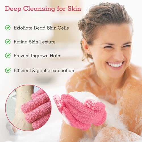 Exfoliating Gloves for Shower - Dual Texture Bath Loofah Gloves