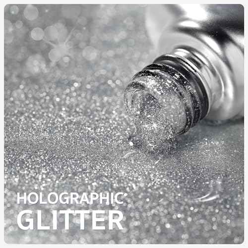 GAOY Platinum Cat Eye Gel Nail Polish, 16ml Silver Glitter Holographic Nail Polish with Magnet, Reflective Translucent UV Gel, 2230 Star Shower