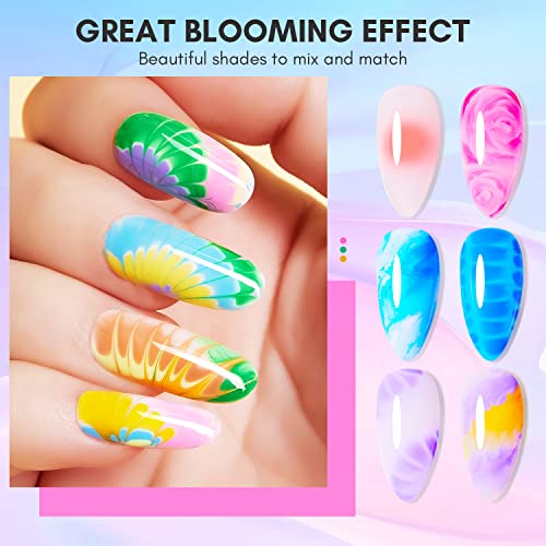 Makartt Clear Blooming Gel 15ml UV LED Soak Off Nail Art Polish Bundle With Solid Gel Builder for Nails Trial Kit Nail Extension UV Nail Glue for Acrylic Nails Rhinestones Gel