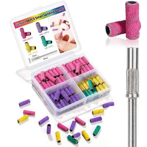 105pcs Small Sanding Bands Nail Drill Bits, Mini Sanding Bands for Nail Drill, 80#120#240#180# Fine Grit Nail File for Acrylic Nails Drill Bits Nail Tech Gel Manicures Pedicure with 3.1mm Mandrel Bit