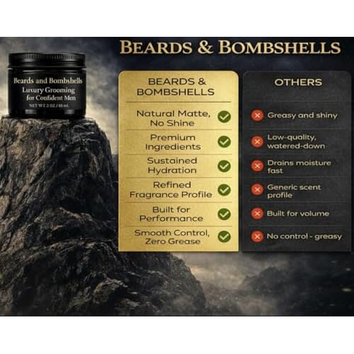 Beards & Bombshells Hydrating Beard Butter, Light Whipped, Non-Greasy, Softens Hair, Tames Frizz, Adds Light Shape (Masculine Cologne-inspired)