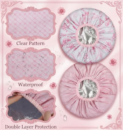 Deep Conditioning Hair Cap Set - 2 Waterproof Shower Caps