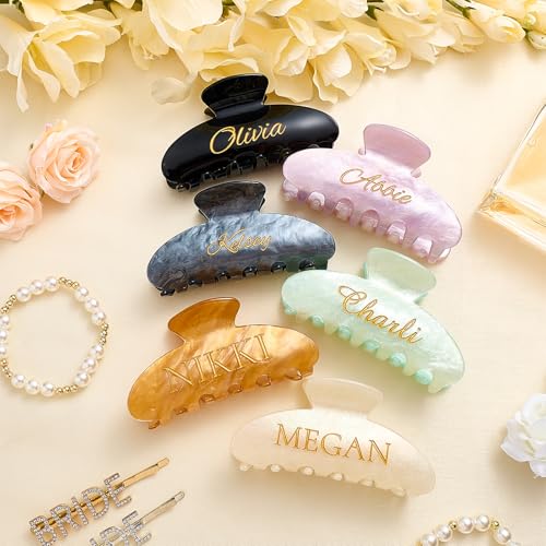 Personalized Gold Name Claw Clips for Women – Custom Engraved Hair Clips