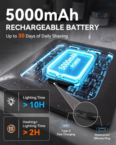 Fogless Heated Shower Mirror with LED Lights - Adjustable & Rechargeable