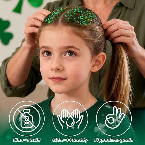 Holographic Green Face Glitter for St. Patrick's Day & Festivals