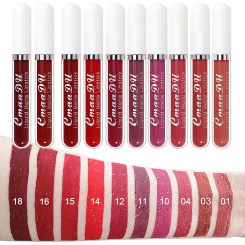 evpct 10-Piece Matte Liquid Lipstick Set, Waterproof Long-Lasting