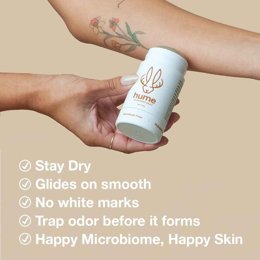 Hume Supernatural Aluminum Free Deodorant for Women & Men - Probiotic and Plant-Based, Long-Lasting Moisture Absorbing - Clean and Effective. (Out West - 2-Pack)